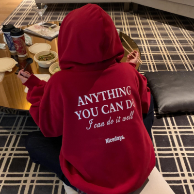 Red heart eaho printed vertical striped jersey sweatshirt - Thumbnail 1