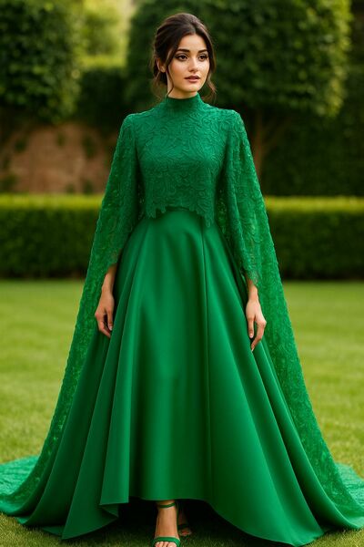 Green A Line Lace Mother of Bride/Groom Dress Evening Formal Gowns