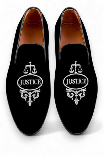 Crafted Leather Classic Black Velvet Loafers Men Shoes JUSTICE