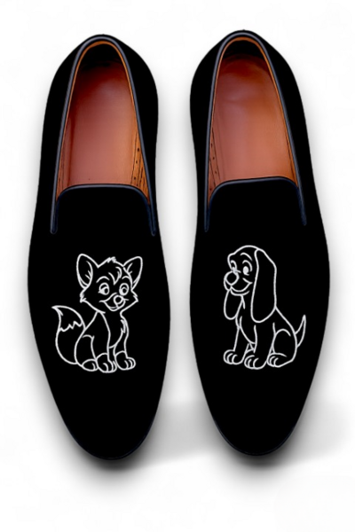 Crafted Leather Classic Black Velvet Loafers Men Shoes