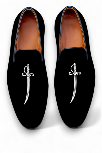 Crafted Leather Classic Black Velvet Loafers Men Shoes