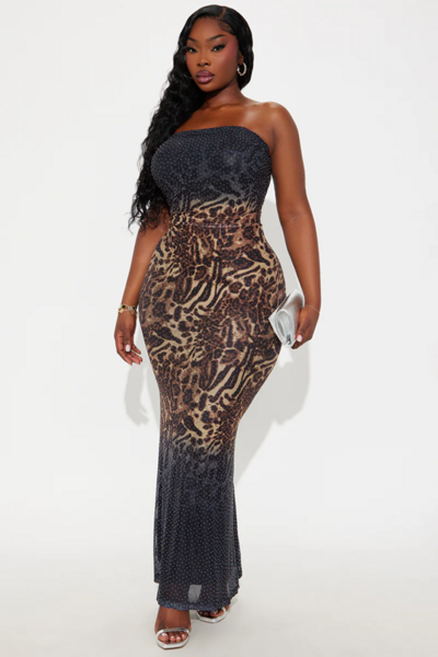 Wild Thang Rhinestone Mesh Maxi Dress