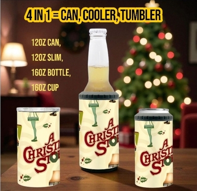 A Christmas Story Leg Lamp 4-in-1 Can Cooler Tumbler, Fra-gee-lay! It must be Italian! DS