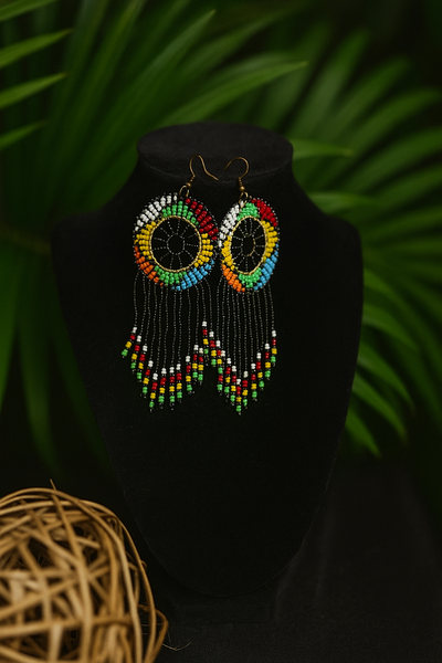 Sunburst Harmony Beaded Earrings (black )