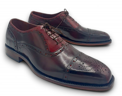 Crafted Leather Men’s Brown Patina Leather Oxford Lace up Dress Shoes