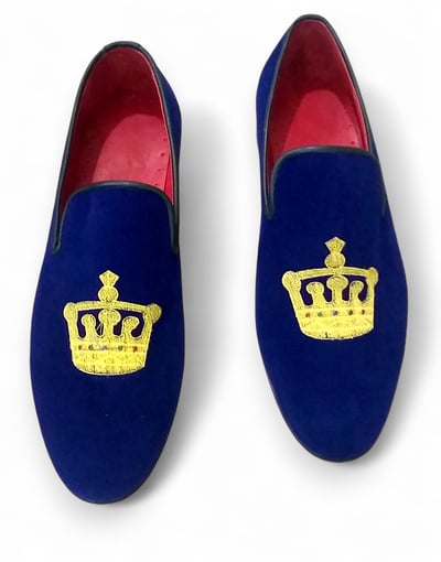 Crafted Leather Classic Blue Velvet Loafers Men Dress Wedding Shoes