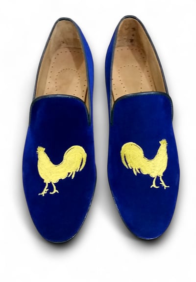 Crafted Leather Classic Blue Velvet Loafers Men Dress Shoes