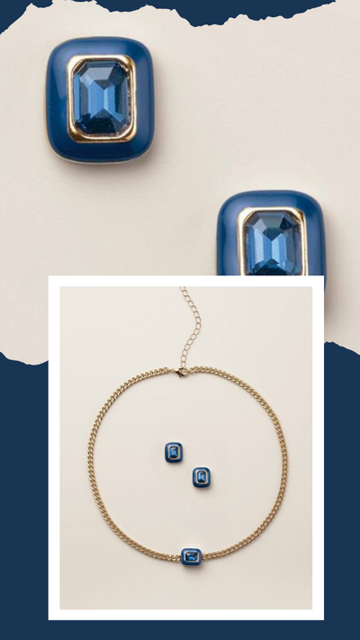 Sapphire Muse Necklace and Earring Set