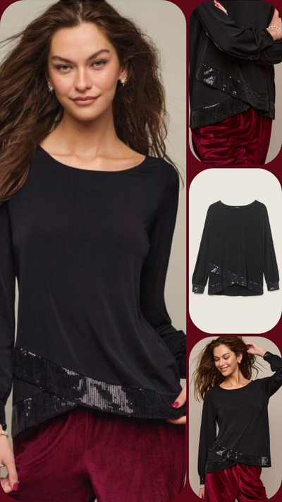 Sequin-Trim Blouse