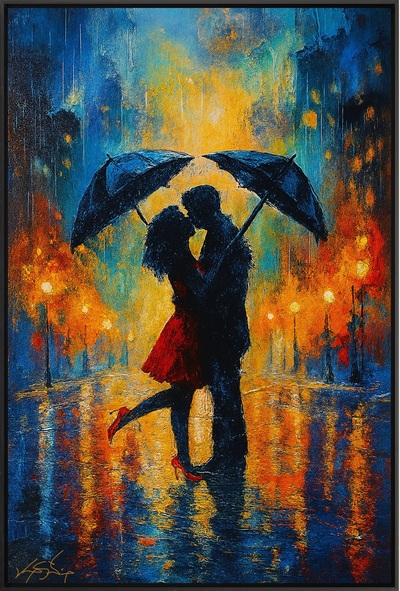 Romantic Kiss in the Rain