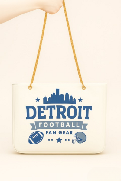 Crafted Leather Classic and Luxury Design Detroit Football Purses Fun Sports Purses her Sports Fan