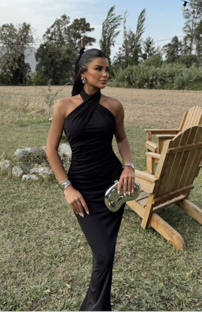 Scarf Maxi Dress - Black