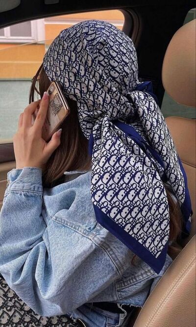 Square printed silk scarf