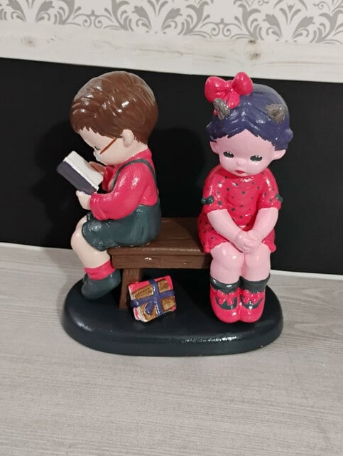 Spooky Repainted Figurine- Demon Girl & Boy