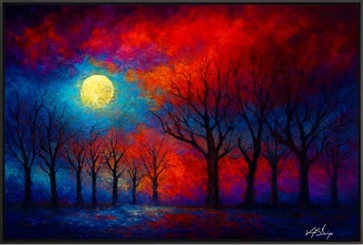 Nocturne in Crimson and Cobalt Art Print