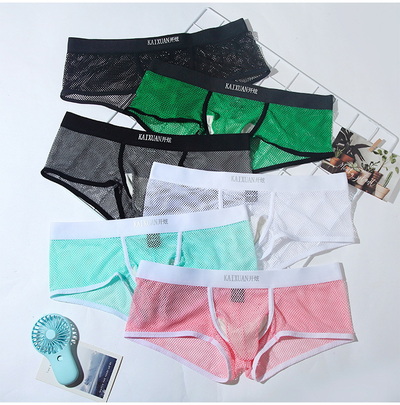 Mesh holes underpants 6PK Multi-color Men's Sexy Underwear JJ separator youth Physiological boxer briefs KX015PJ