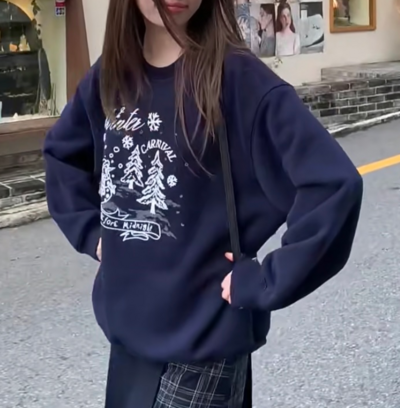 Winter Carnival Christmas Tree Printed Sweatshirt