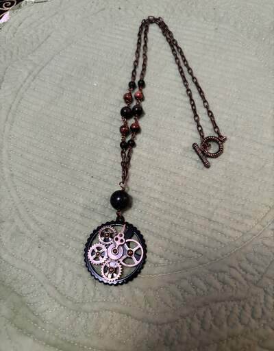 Black Copper Gear Necklace