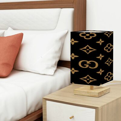 SALE | Designer Style Black and Gold Accent Lamp | Luxury Monogram Pattern Table Lamp | Free Ship