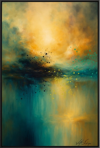 Abstract Sunset Over Teal Waters
