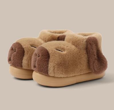 Cute Capybara Furry High Top Slippers
