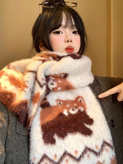 Cute Soft Red Panda Furry Scarf