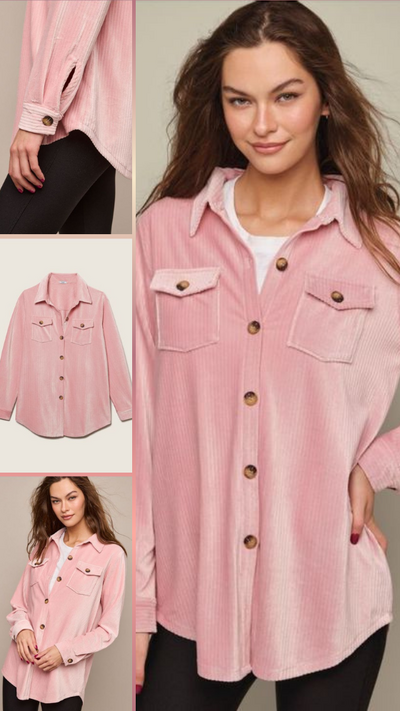 Corduroy Button-Front Top