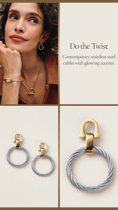 Stainless Steel Dual Tone Cable Twist Earrings