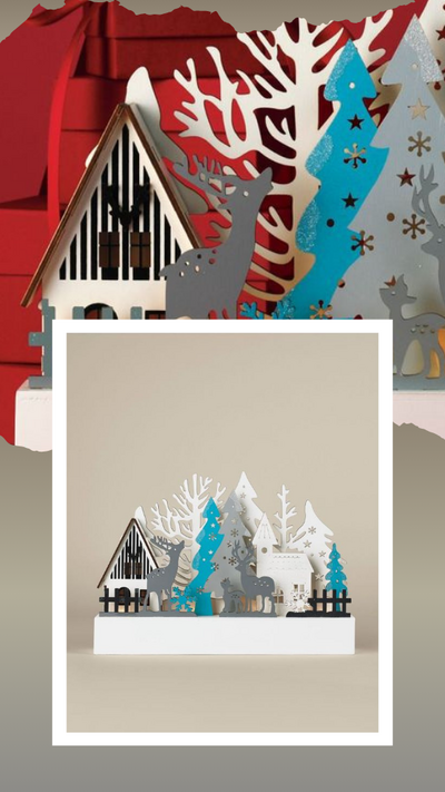 Wooden Village Winter Scene