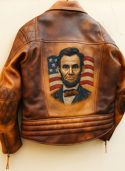 Crafted Leather New Men's Designer Motorcycle American Freedom Theme Jacket