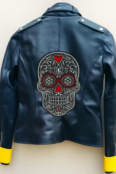 Crafted Leather Designer Black and Yellow Leather Motorcycle Jacket