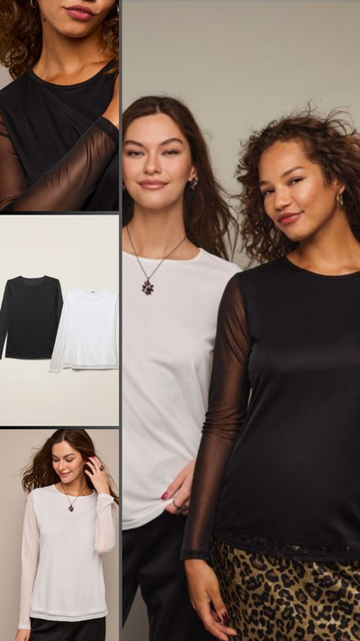 2-Pack Sheer-Sleeve Top