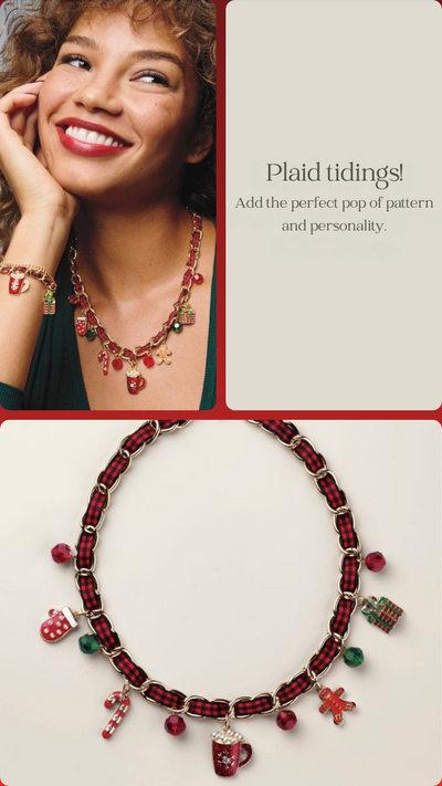 Merry in Plaid Charm Necklace