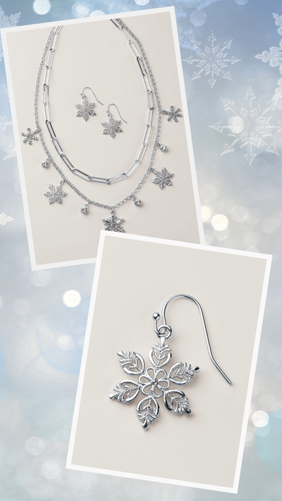 Snowfall Sparkle Layered Necklace and Earring Set