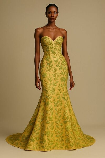 Yellow Mermaid Prom Dress Appliques Evening Formal Gown Simple Birthday Party Dress