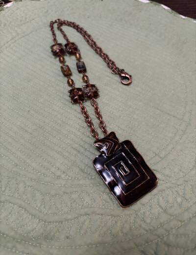 Abstract Brown Copper Necklace