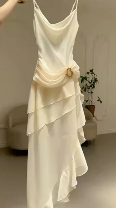 Elegant Straps Sheath Ivory Long Evening Dress Party Dress