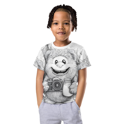 Troll photo kids crew neck t-shirt