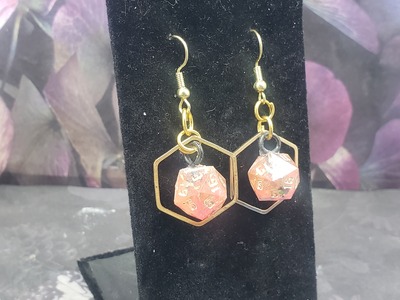 Gold Hex Dice Earrings Set #1