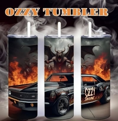 Heavy Metal Car Tumbler 20oz Skinny, Demon Hellfire Muscle Car Fan Gift, Rock Tribute