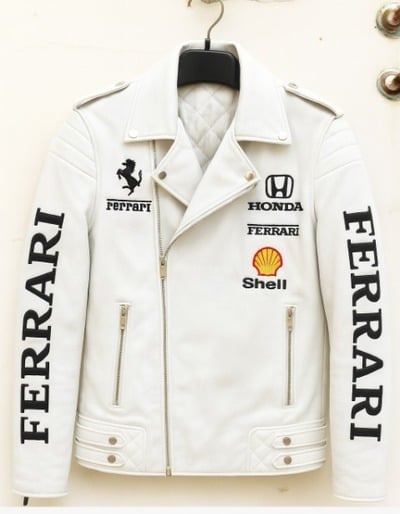 Crafted Leather New Men's White Designer Sports Motorcycle Jacket