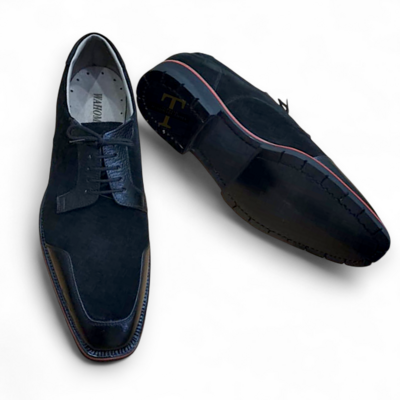 Crafted Leather Men’s Classic Black Calf Suede Leather Lace up Dress Shoes