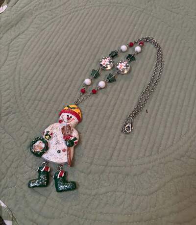 Large Resin Snowman Necklace
