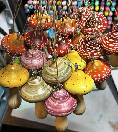 Hand Painted Mushroom ornaments