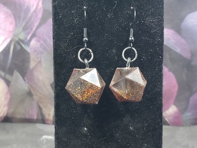 Dark Shadowed Glitter Dice Earrings