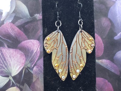 Golden Scarab Butterfly Earrings