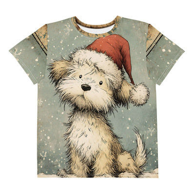 Merry Christmas Pup Youth crew neck t-shirt