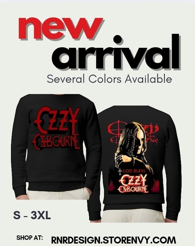 Unisex Ozzy Osbourne Red Logo & Back Graphic Crewneck Sweatshirt | God Bless Ozzy | S-3XL Multiple Colors | Heavy Metal Rock Merch
