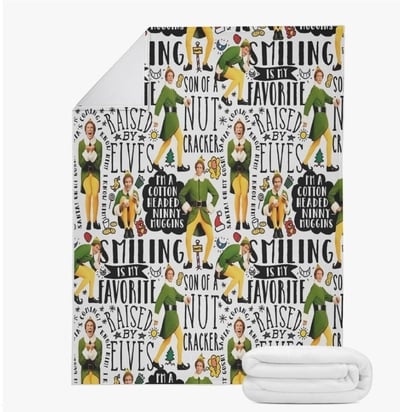 Raised By Elves Holiday Fleece Blanket | Funny Christmas Movie Gift | 60x80 Fleece Blankets