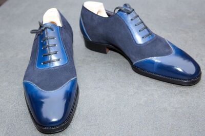 Men's Stylish Wear Navy Blue Dress Handmade Edition Formal Shoes